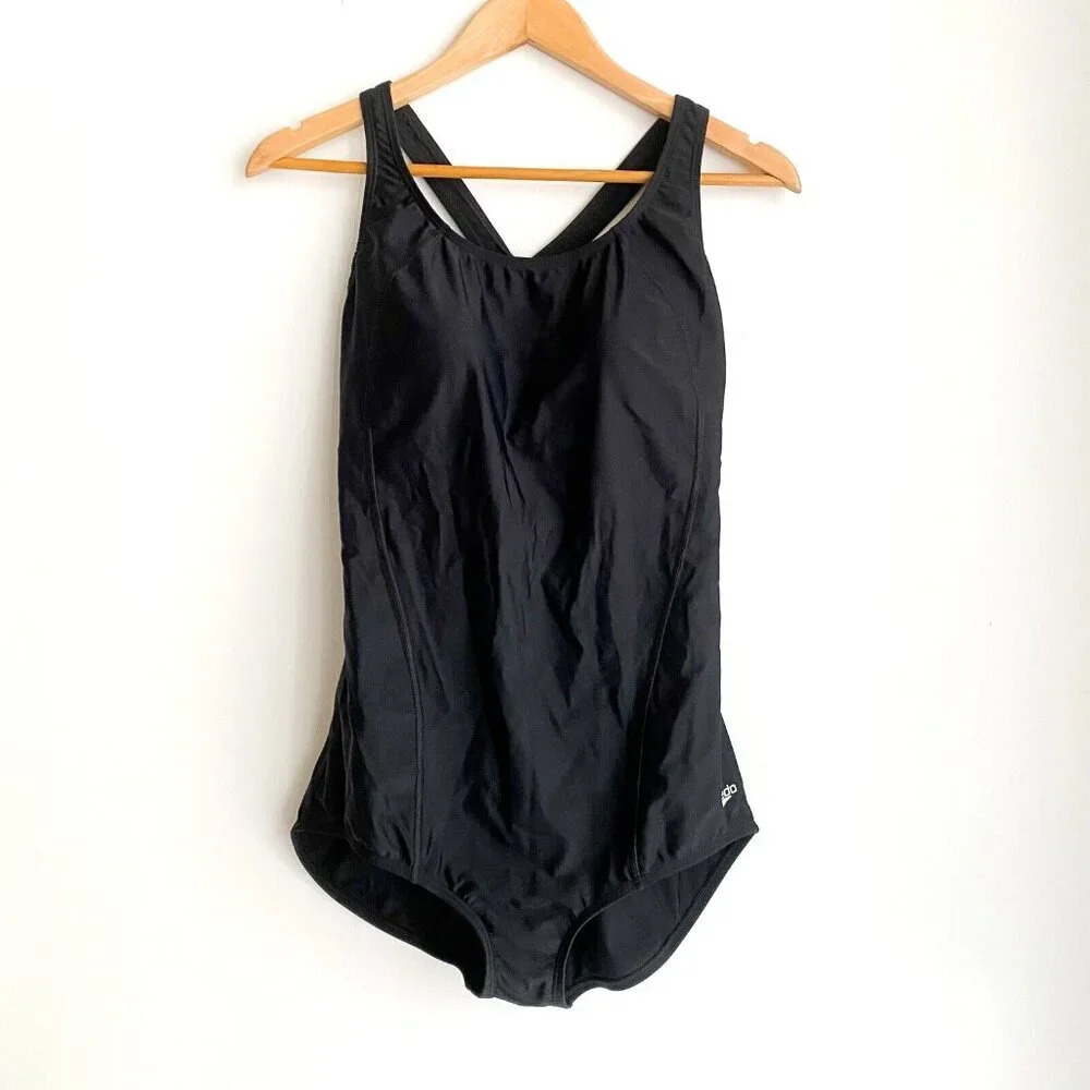 Speedo PowerFlex Plus Size Black  Racer Back Full Coverage Swimsuit 16
